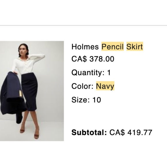 Veronica Beard Holmes Pencil Skirt Size 10 Navy - Picture 6 of 6